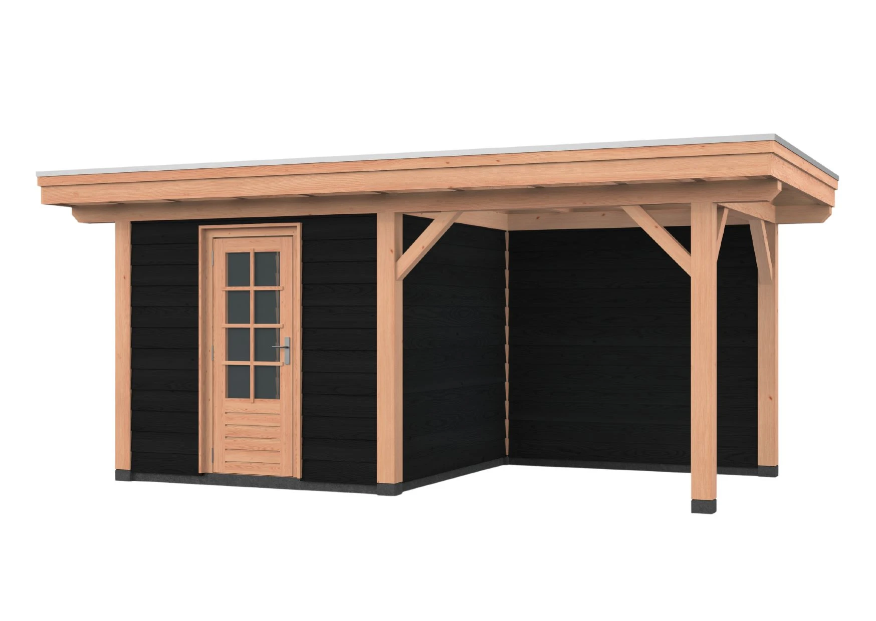 Douglas overkapping, 600 x 300, met schuur en achterwand, Westwood Vrijbuiter - Afbeelding 4